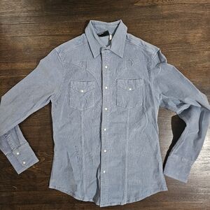 Western Blue Slim Fit Corduroy Shirt / Shirt Jacket (MEDIUM)